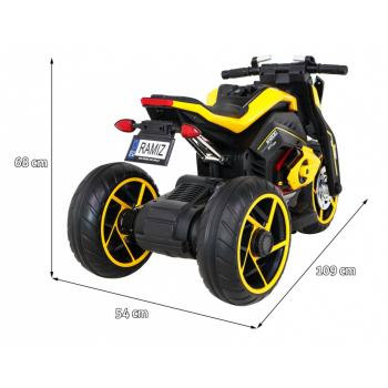 Motor Future na akumulator dla dzieci Żółty + Panel audio + Wolny Start + Koła EVA